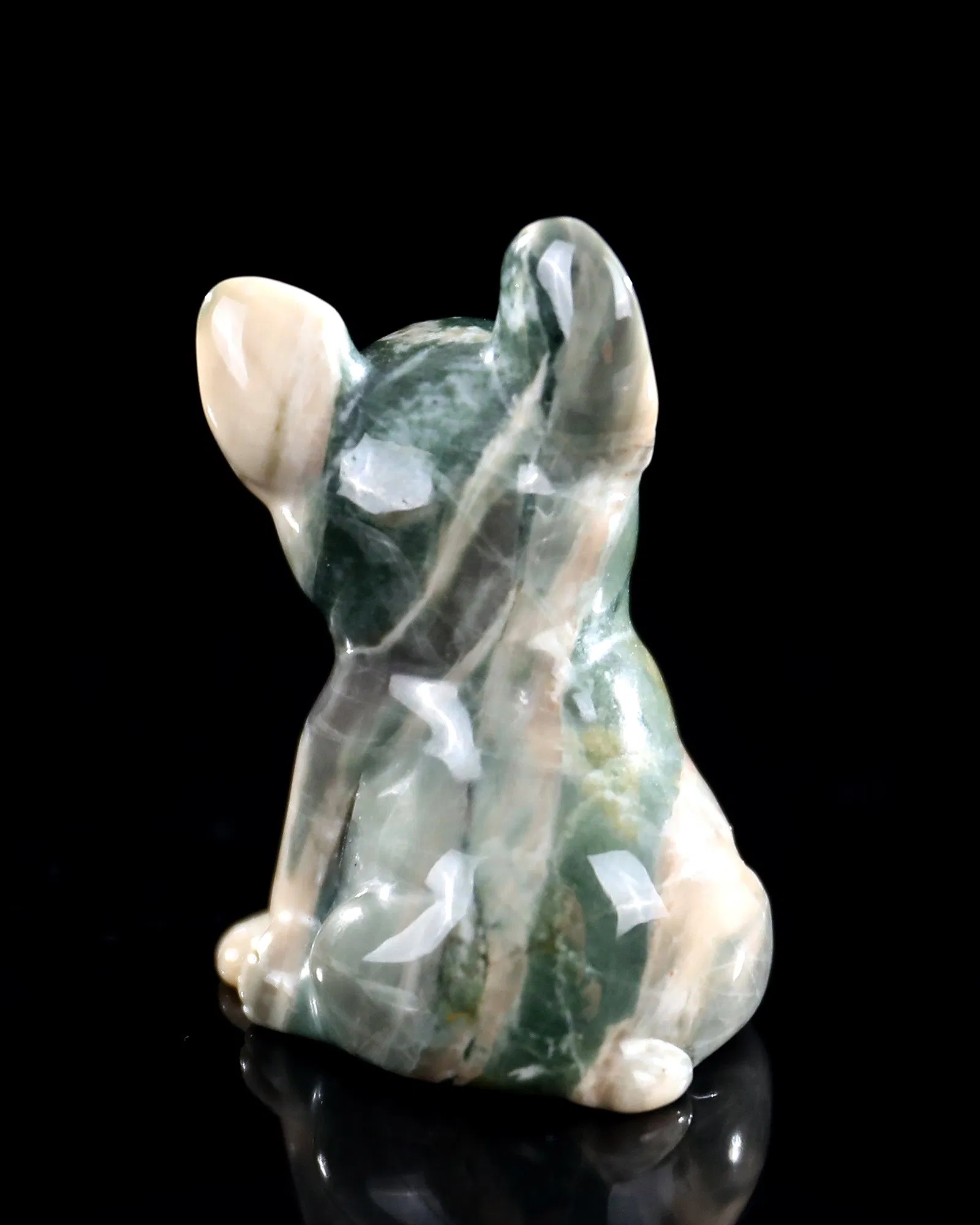 2 Inch Wholesale Halloween Crystal Carvings Natural Jiulong Jade Crystal Dog Figurine