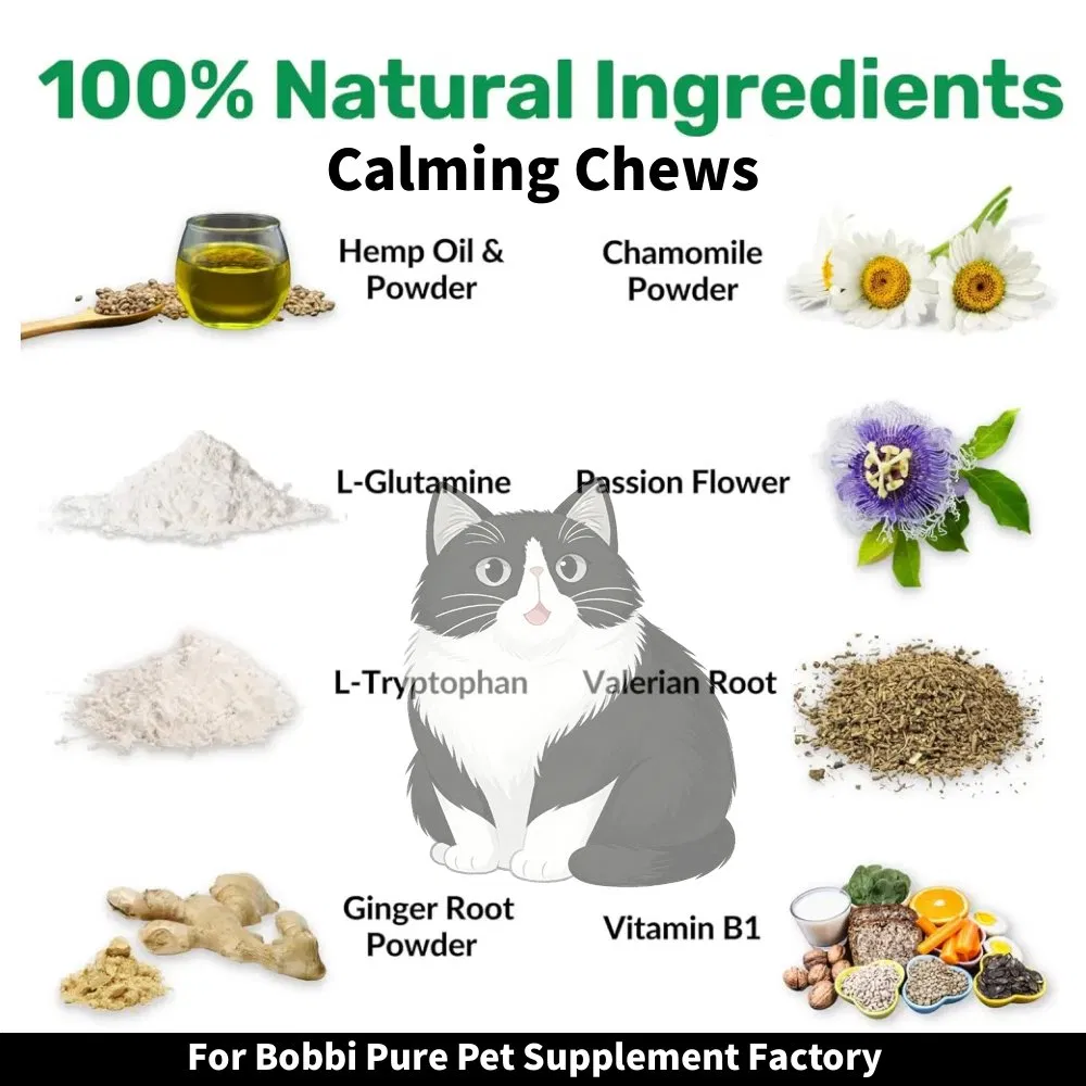 OEM Private Label Natural Calming Soft Chews for Dogs Stress and Anxiety Support Pet Treats
