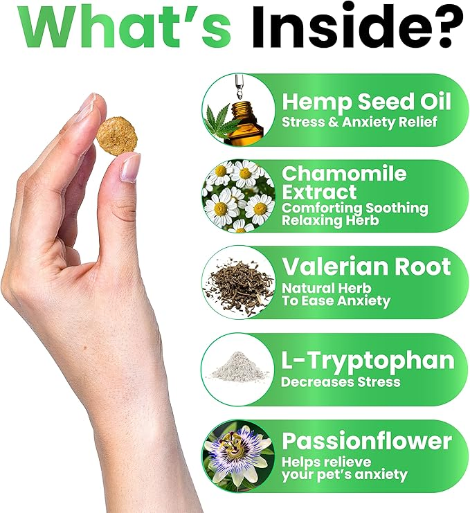 Natural Calming Soft Chews for Dogs Anxiety Relief Supplements Pet Health Care Treats for Stress Reduction Aid Separation Travel