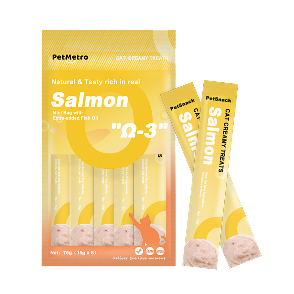 Grain Free Smooth Texture Cat Snack with Real Meat and Fish Oil for Skin Coat Support Creamy Cat Treats