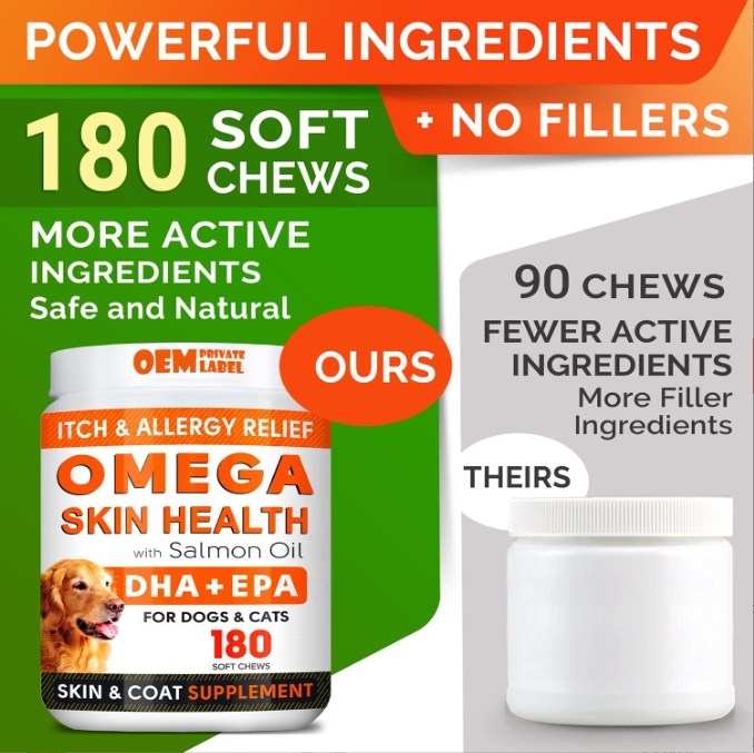 Natural Skin Coating Omega for Treating Allergic Itching Dog Chewable Tablets