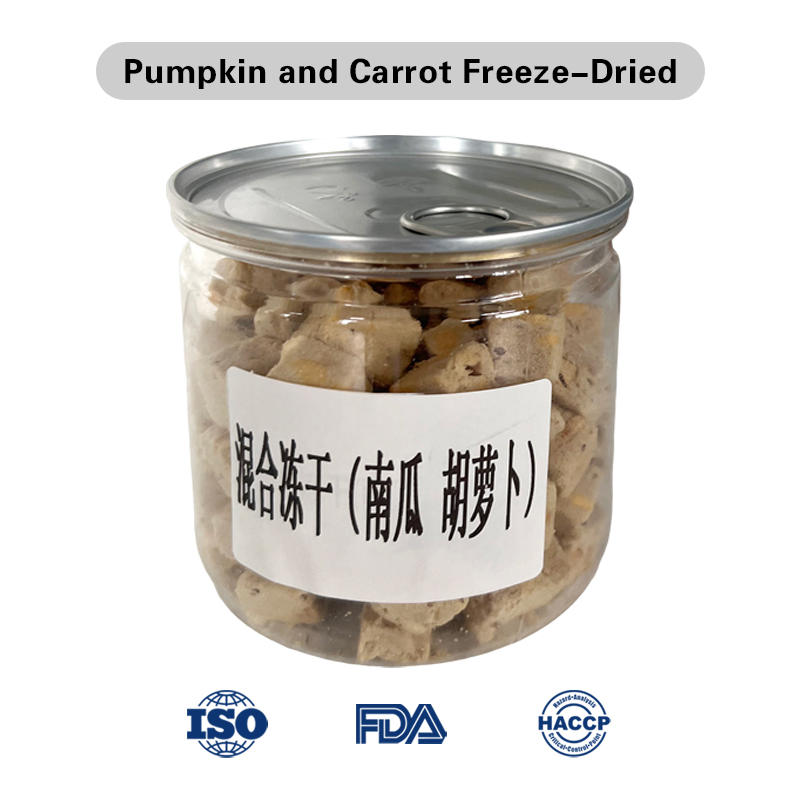 Freeze-Dried Pet Treats in Various Flavors: Chicken, Beef, and Tuna.