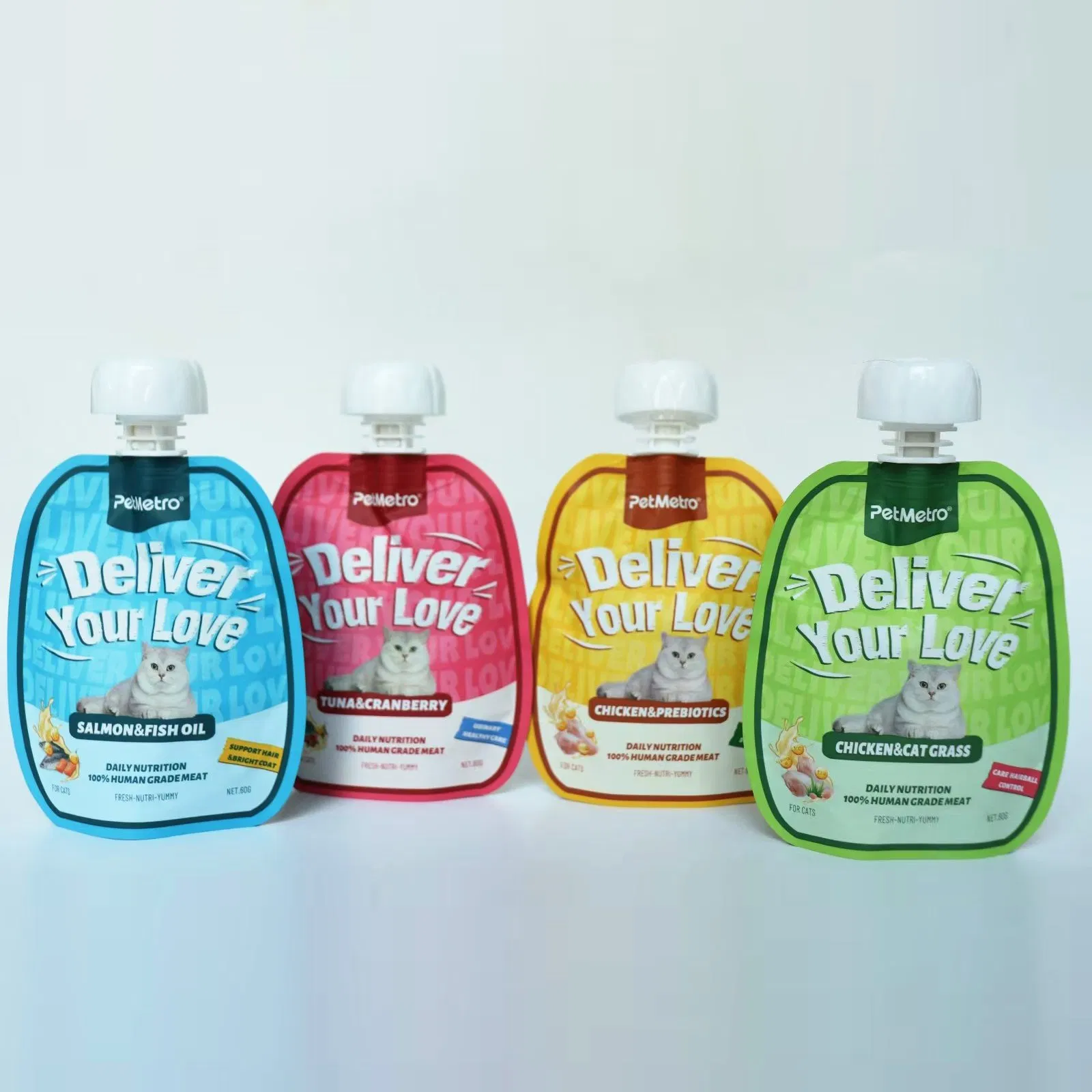 Functional Creamy Cat Treats with Salmon and Fish Oil Skin Coat Support Cat Creamy Pouch