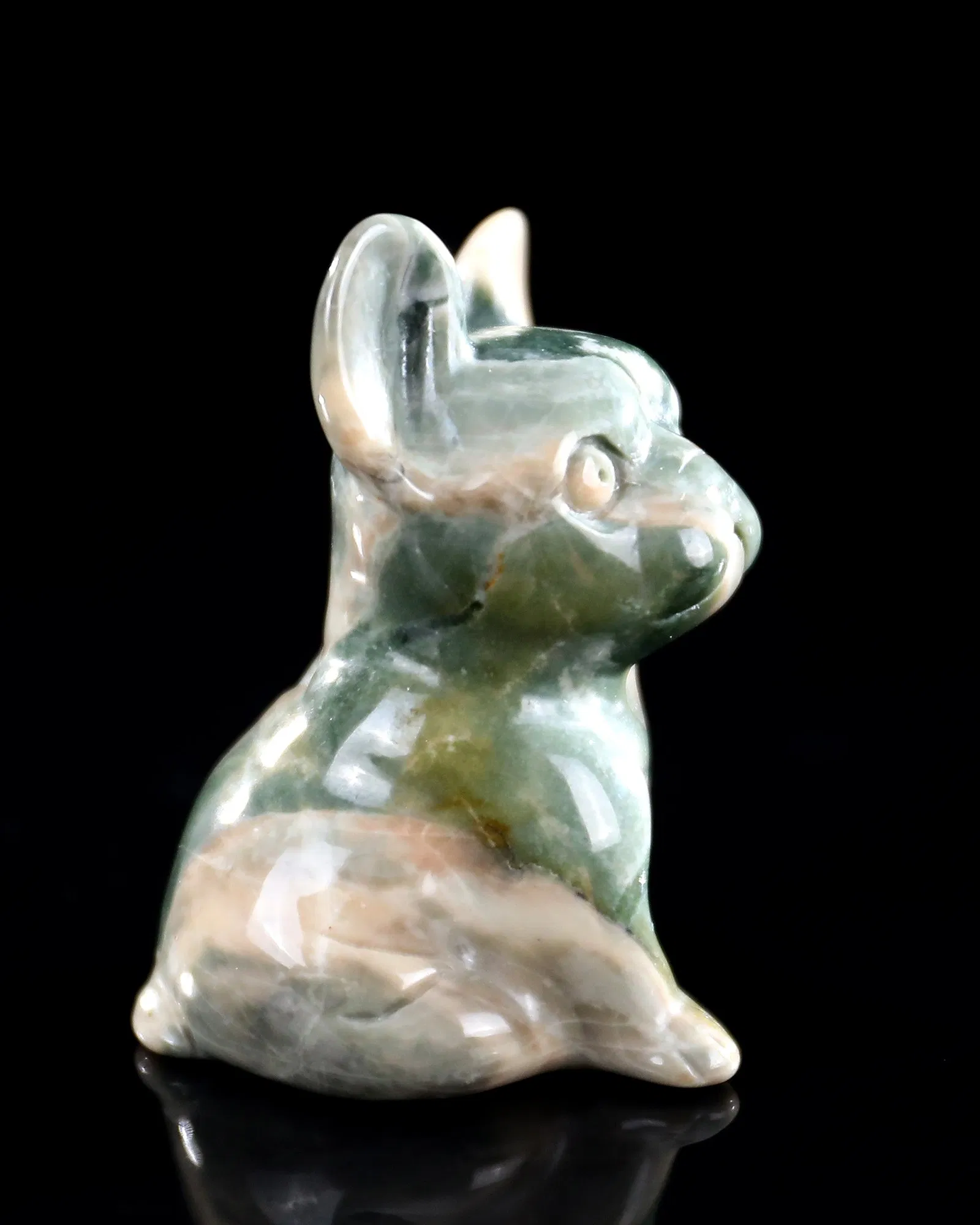 2 Inch Wholesale Halloween Crystal Carvings Natural Jiulong Jade Crystal Dog Figurine