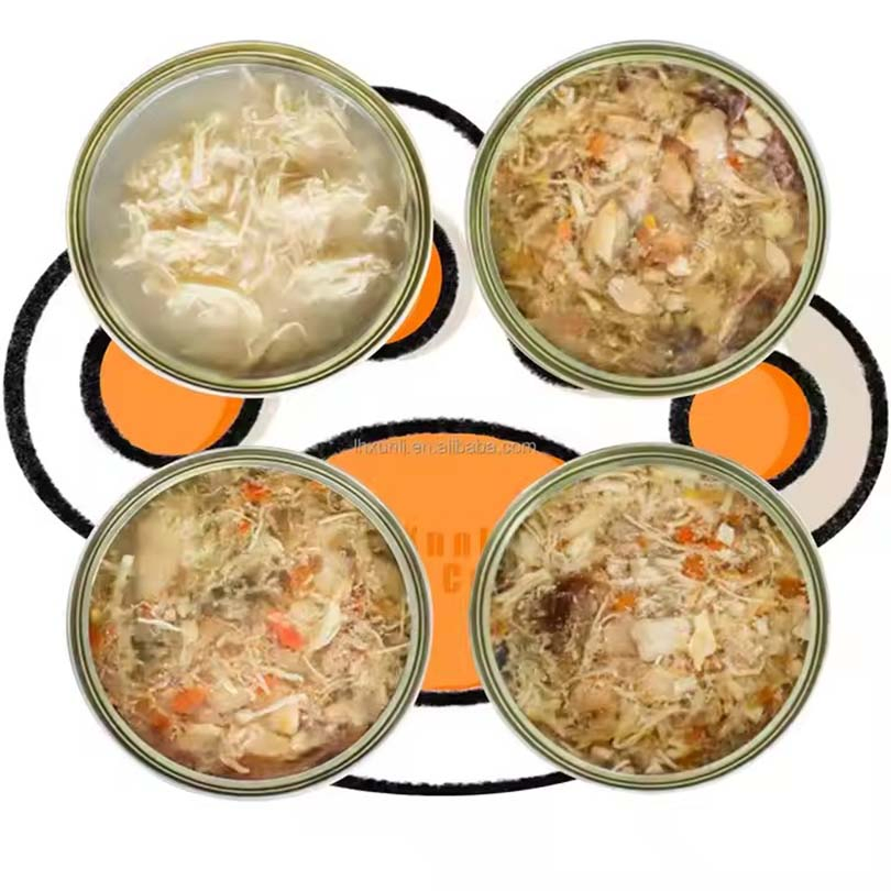 Pet Canned Wholesale Dogs Canned High Protein Omega3 None Grain Pet Treats in Gravy Can