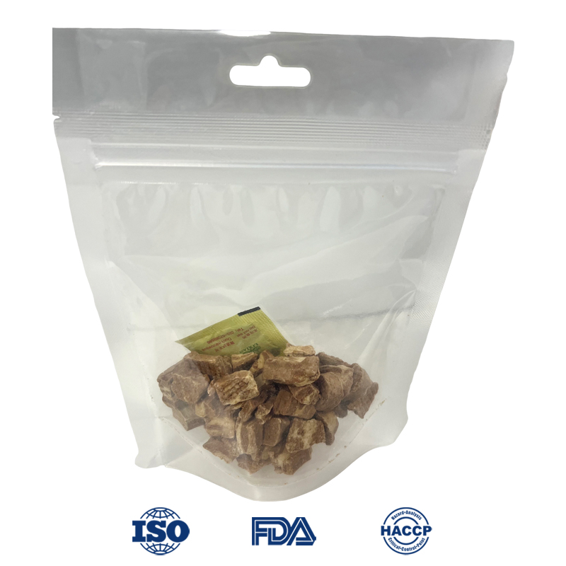 Freeze-Dried Pet Treats in Various Flavors: Chicken, Beef, and Tuna.