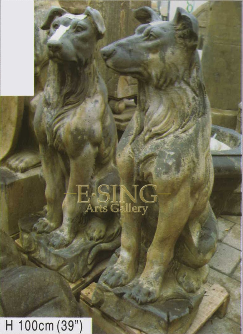 Wholesale Custom Life Size Natural Stone Carving Dog Sculpture Antique Marble Dog