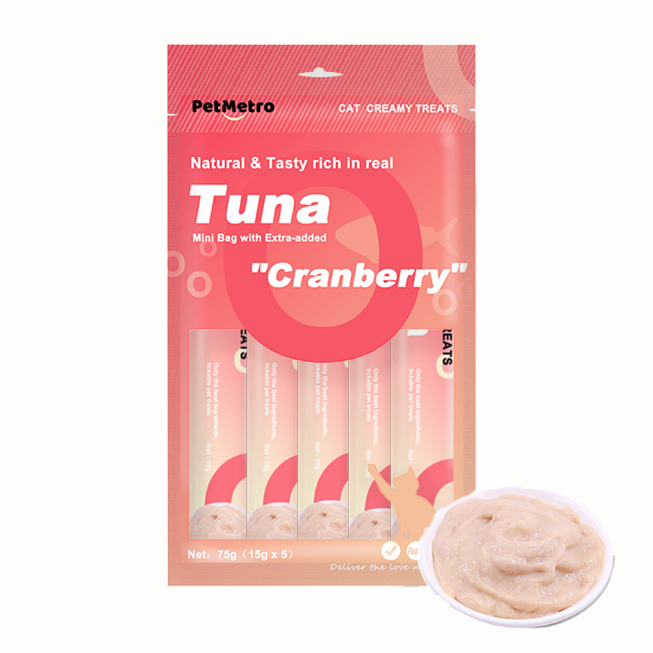 Premium Cat Nutrition Snack with Cranberry and Cat Grass for Urinary and Digestive Health Creamy Cat Treats