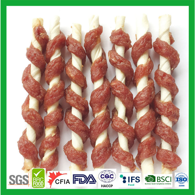 OEM Dental Bonetwined Chicken Wraps 5" Bleached Rawhide Twist Training Rewards Pet Snacks for Dog Cat Pets