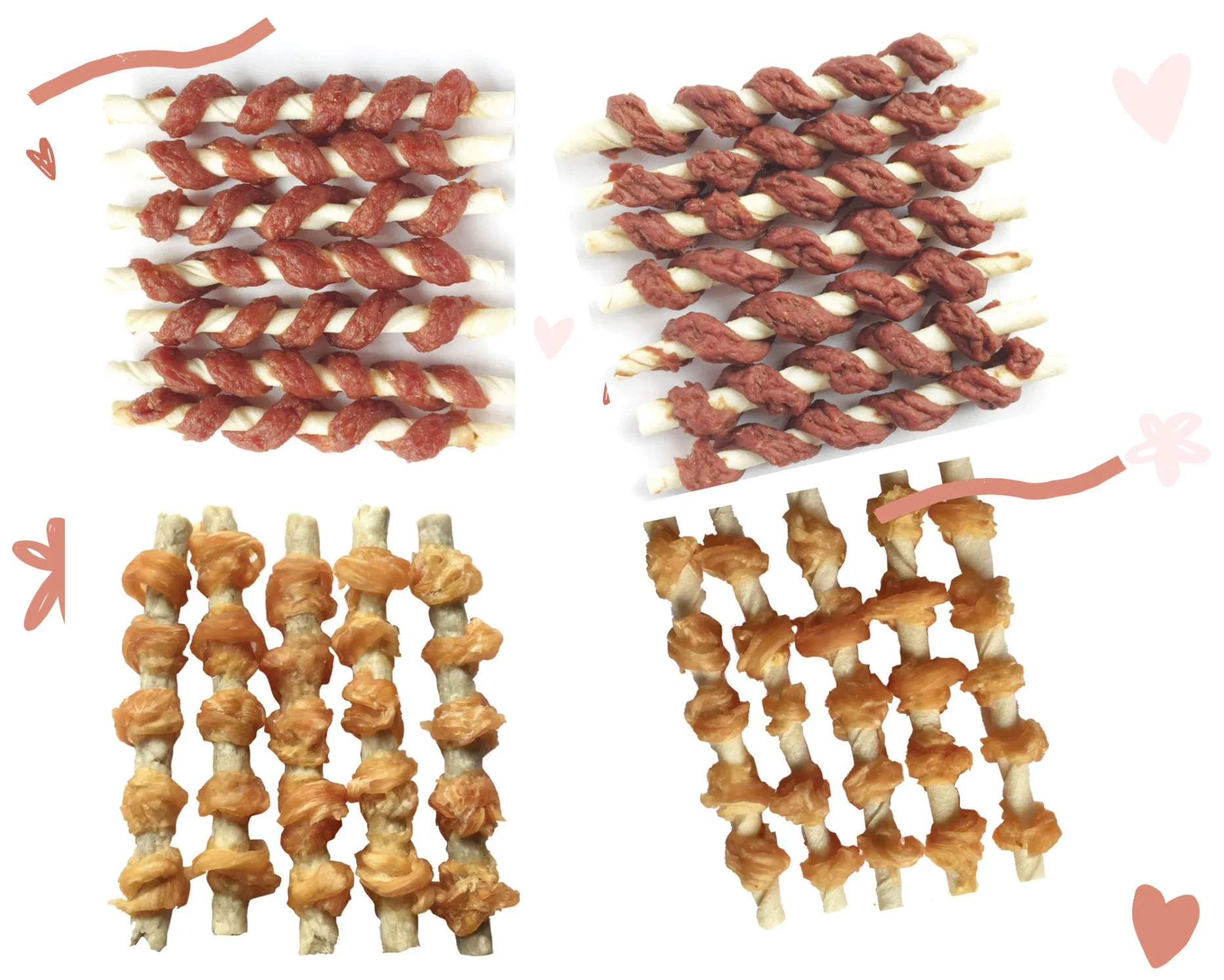 OEM Dental Bonetwined Chicken Wraps 5" Bleached Rawhide Twist Training Rewards Pet Snacks for Dog Cat Pets