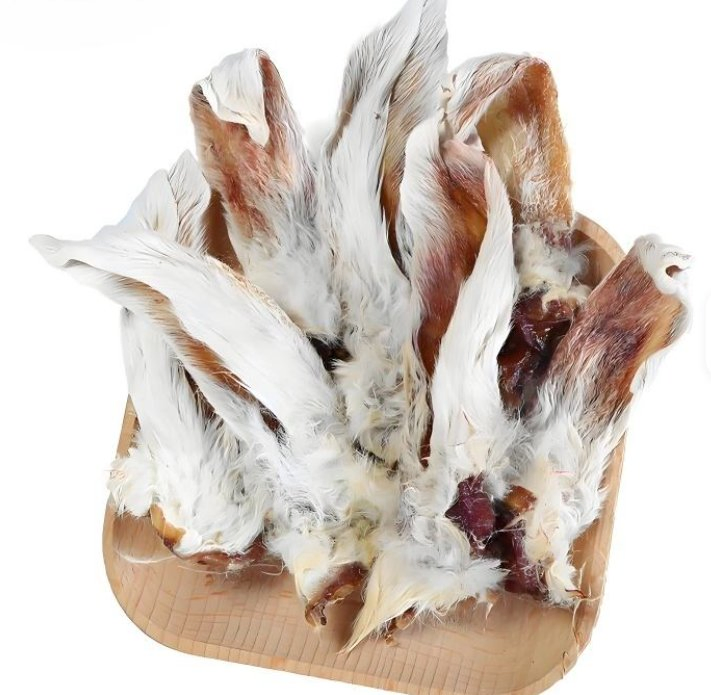 Factory Wholesale Dog Dental Health Chewing Treats Dried Snack Dehydrated Rabbit Ears with Face Fur Hair for Training Rewards