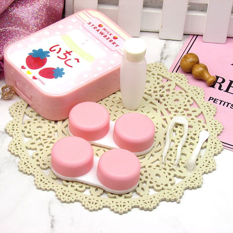 Eyeshare Plastic Strawberry Pattern Remover Lens Accessories 2 Pairs Contact Lens Tweezer Contact Lens Wearing Picking Tool