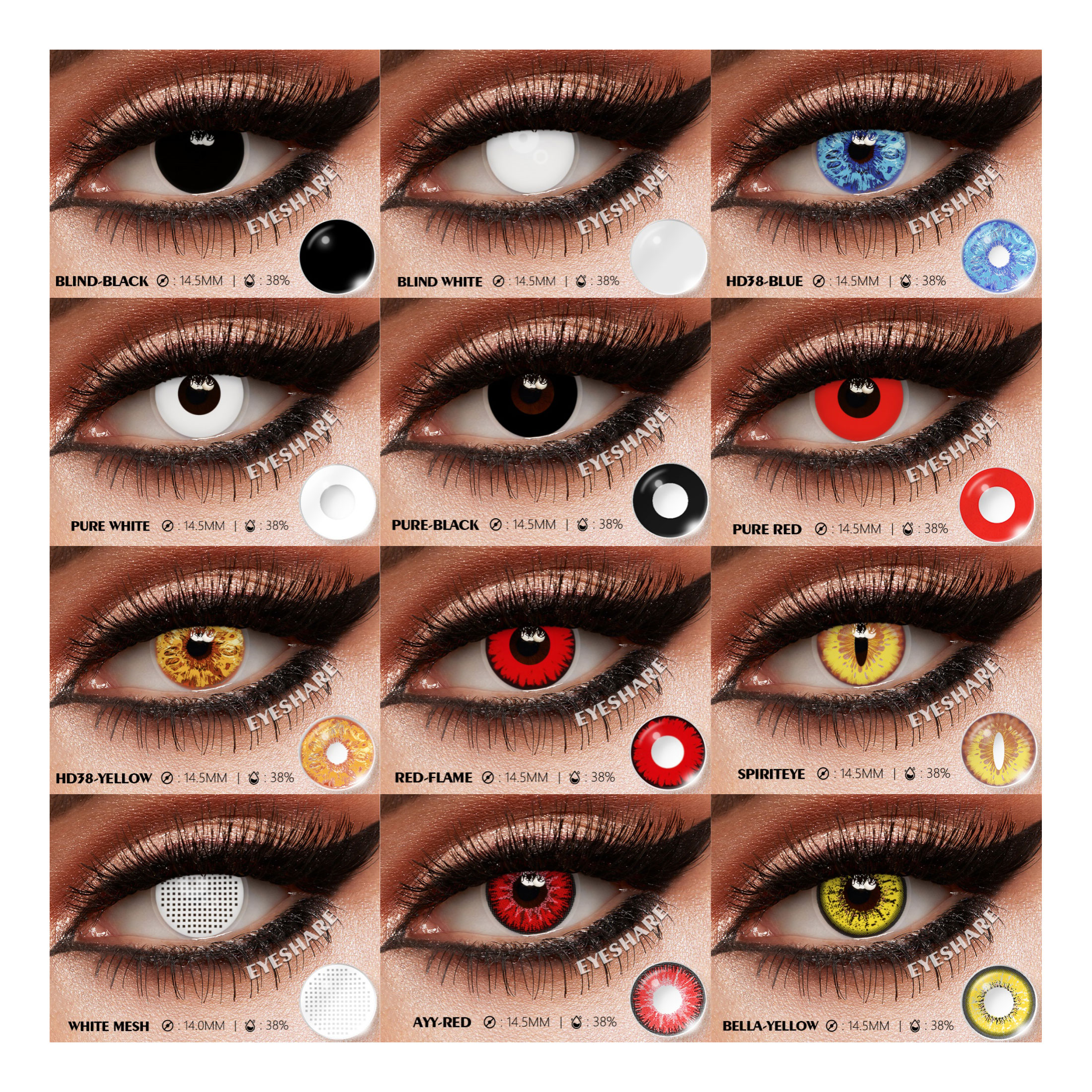 EYESHARE Crazy Lens Lentes De Contacto Soft Cosplay Lenses Eye Lens Color  Red Contact Lenses for Halloween