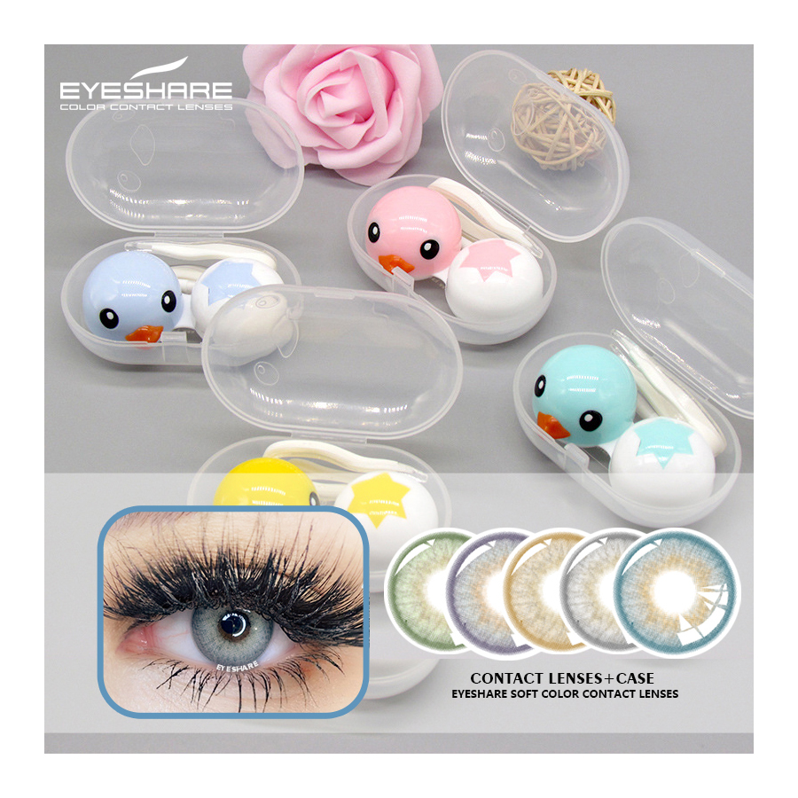 Eyeshare Custom Plastic Contact Lens Case Practical Color Manually Cleaner Colored Contact Lens Tweezer Accessories