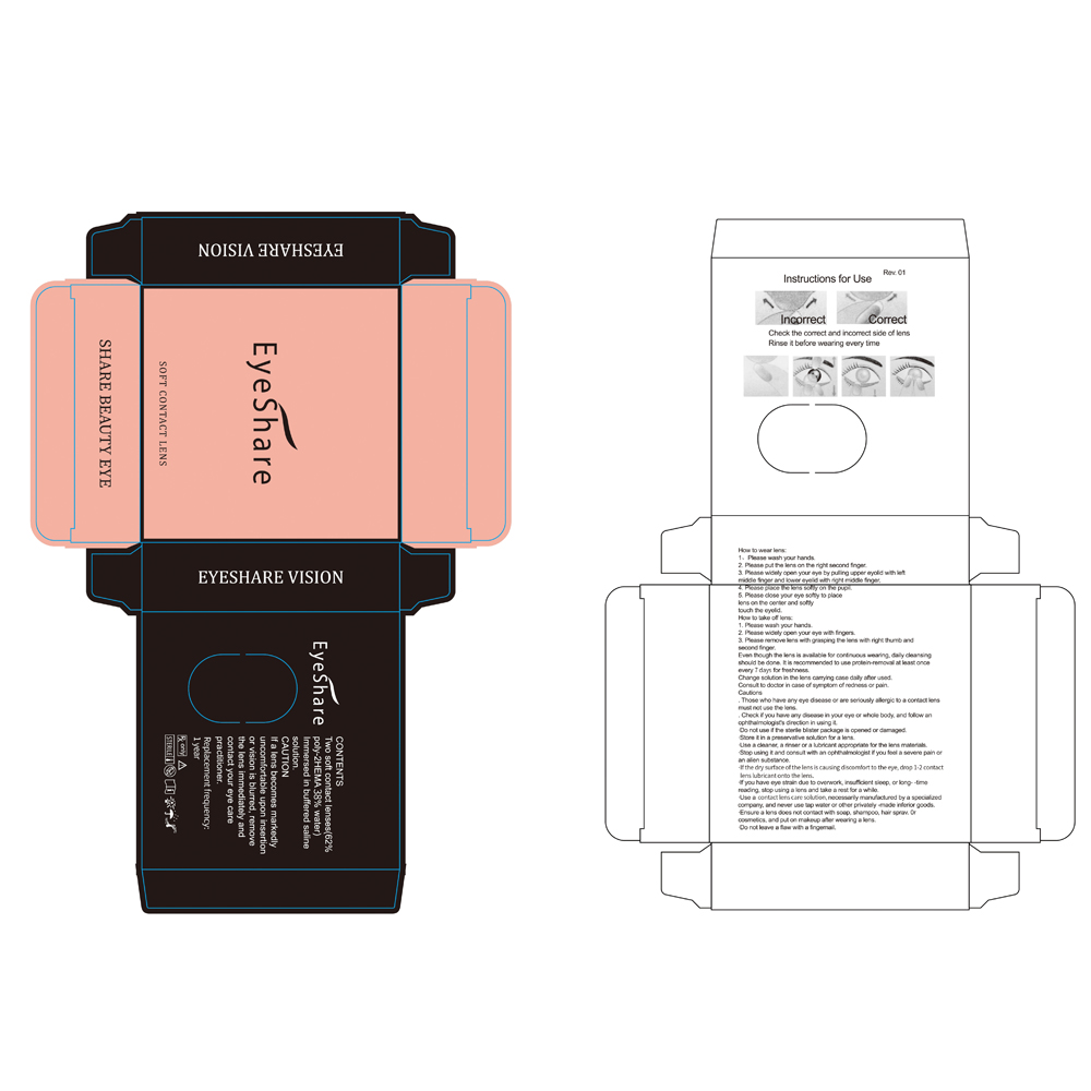 Eyeshare  Wholesale Personal Brand Lentes De Contacto Paper Box Free Design Custom Eye Lens Packing Box Colored Contact Lenses