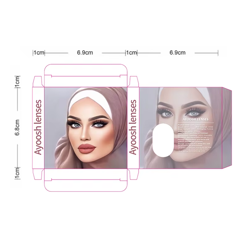 Eyeshare Factory Direct 3-Tone Natural Colors Prescription Cosmetic Eye Lenses Paperboard Square Box Packaging