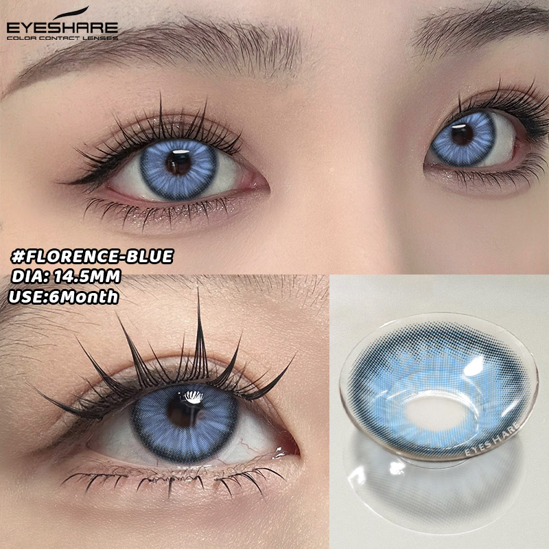 Eyeshare 2pcs Blue Purple 1-Year Soft Contact Lenses Degree Colored Eye Contacts Eyeglasses Care Products