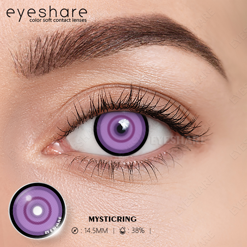 MYSTICRING Purple Contact Lenses 14.5mm Base Curve 8.5mm 38%Water Yearly Disposal CE ISO Certified Model MR