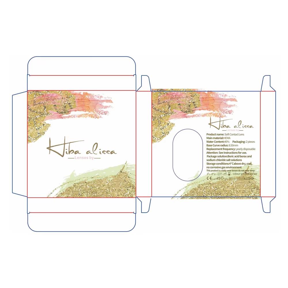 Eyeshare High-End Transparent Natural 3-Tone Cosmetic Contact Lens Protective Case Sponge Matt Lamination Embossing Plastic Case