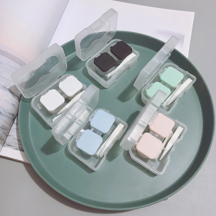 Eyeshare Double Case Contact Lens Case Candy Color Plastic with Dual Flip Cover Convenient Eye Care Accessory