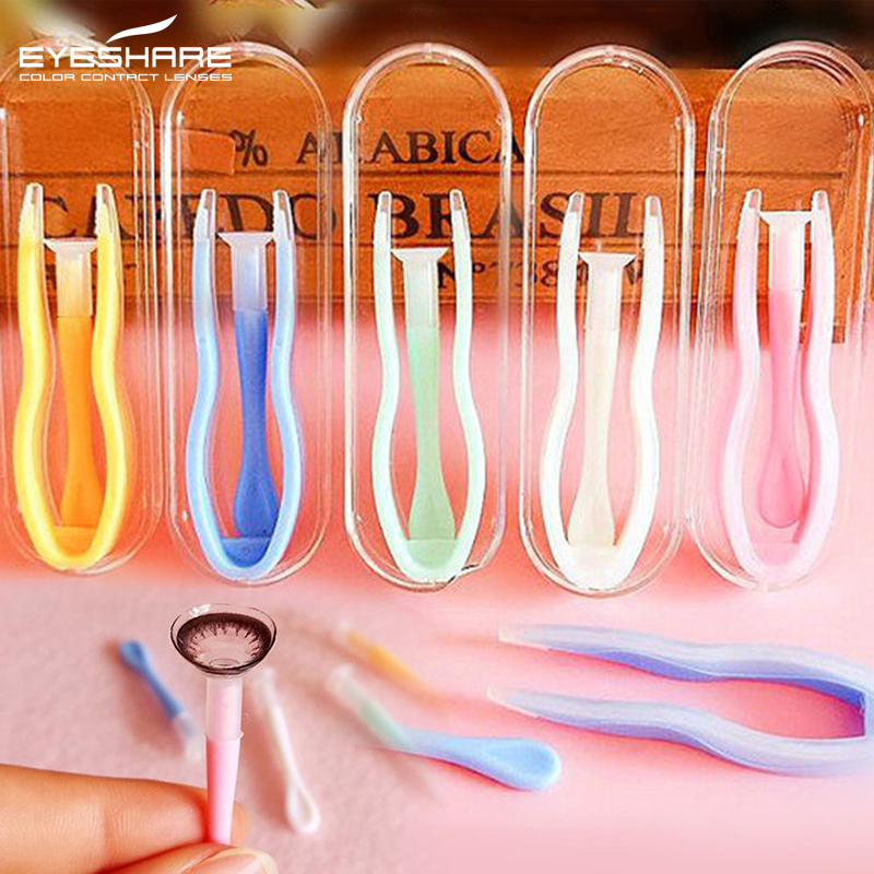 2022 Eyeshare Practical Contact Lens Case with Tweezers Manually Operated Eye Contact Lenses Case