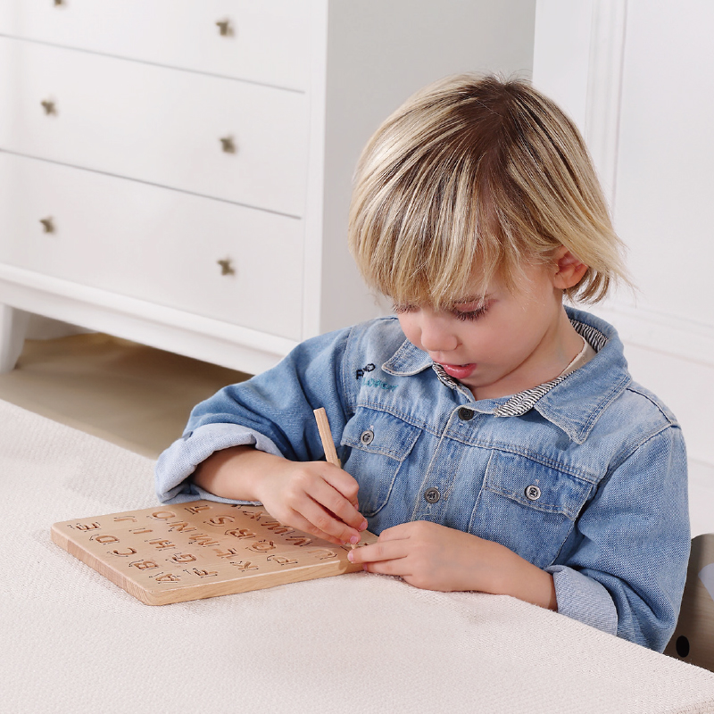Montessori Alphabet Play Set Wooden Word Block Letters Board Learning Puzzle Educational Box for Kids