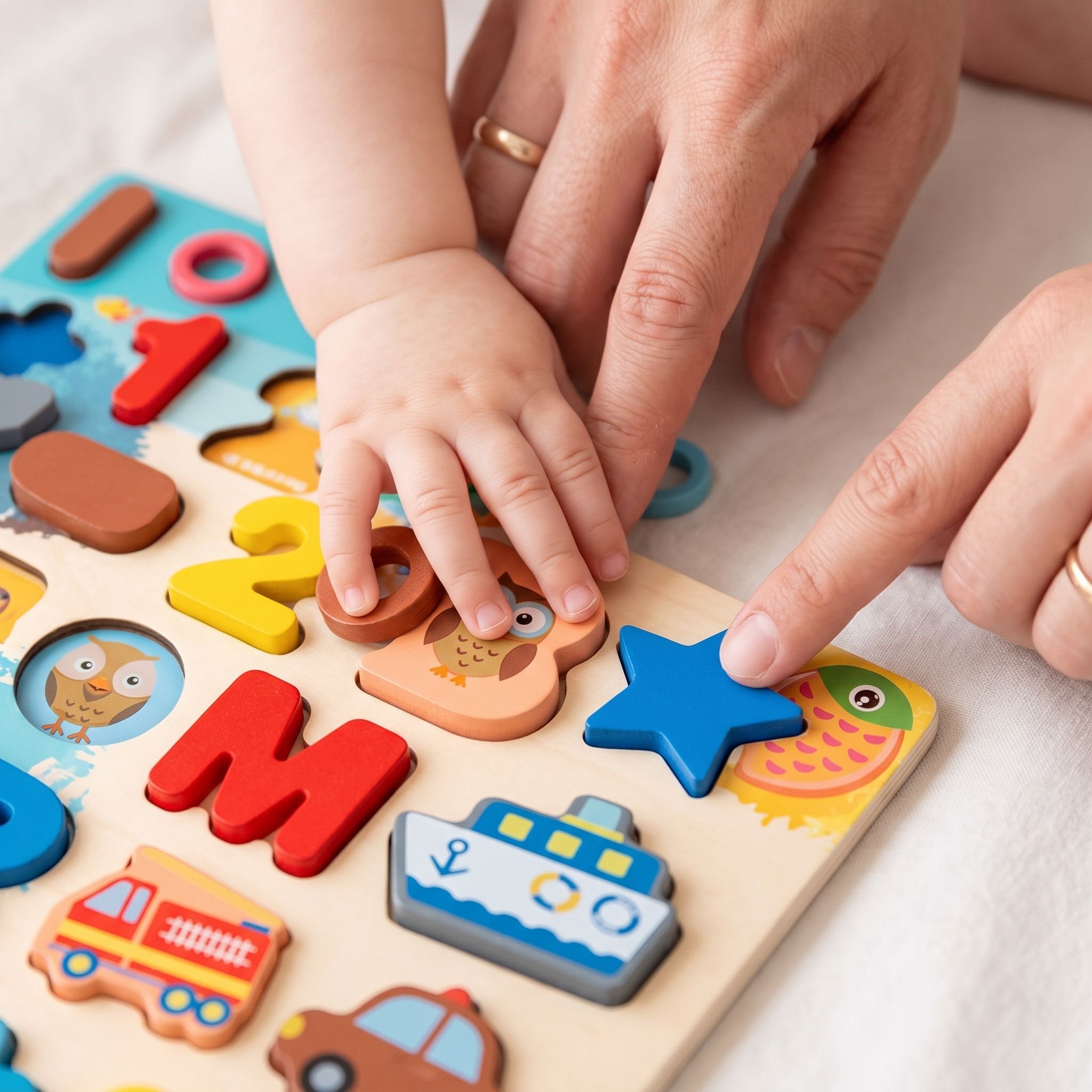 Wooden Toddler Activity Board Toy Alphabet Number Shape Sorting Fishing Game Counting Stacker Preschool Learning Factory OEM ODM