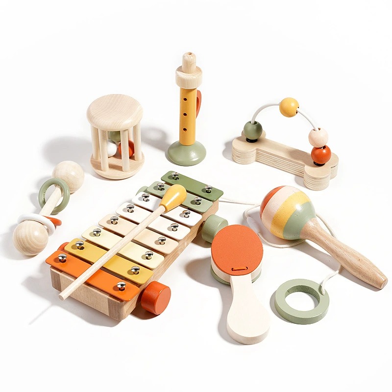 Hot Selling Children Early Educational Wooden Musical Instrument Toys 7 Pcs Juguetes Music Montessori Toys for Boys Girls