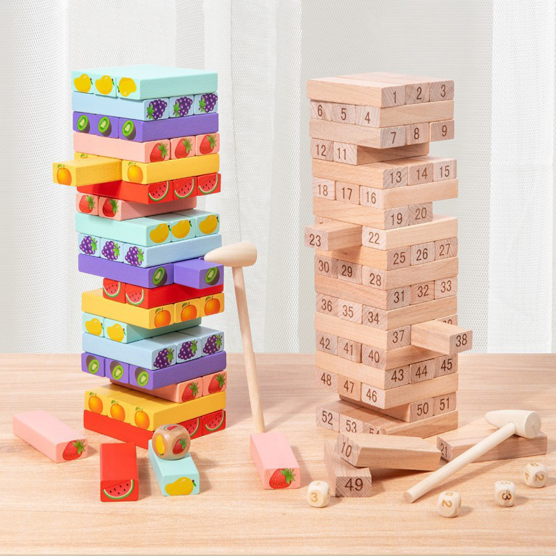 Educational Wooden Block Tower Game Classic Indoor and Outdoor Games Wooden Stacking Toys