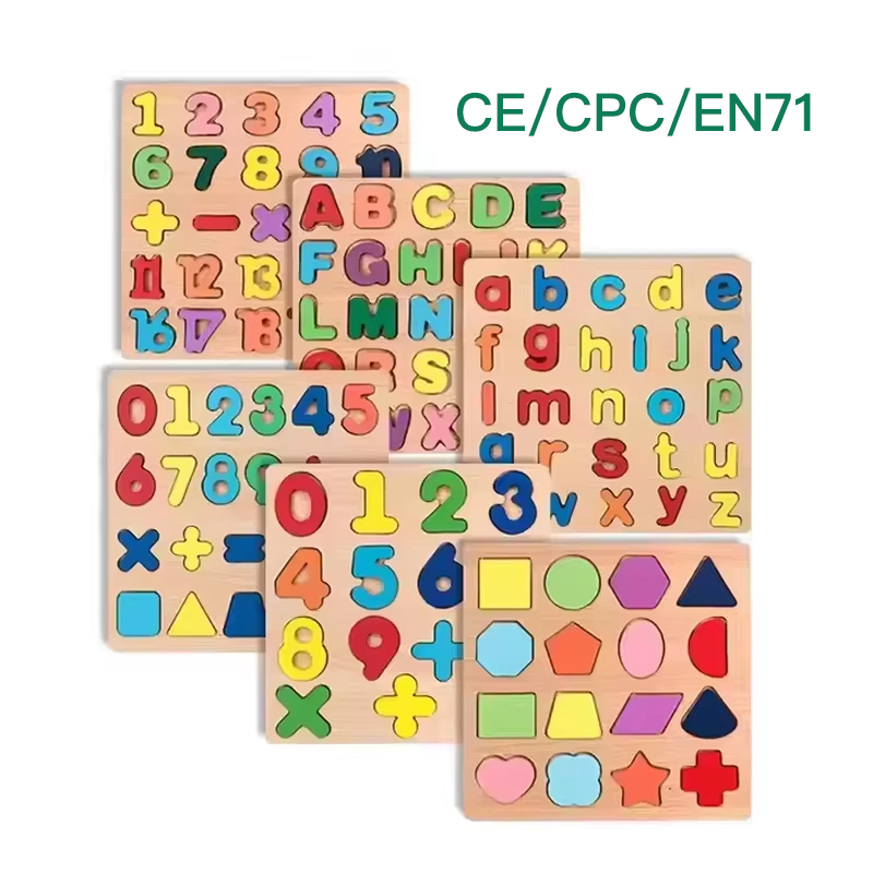 Manufacturer Wooden Alphabets Number Shape Board Montessori Learning 3D Letter Puzzle Game Educational Toy For Kids Boys Girls
