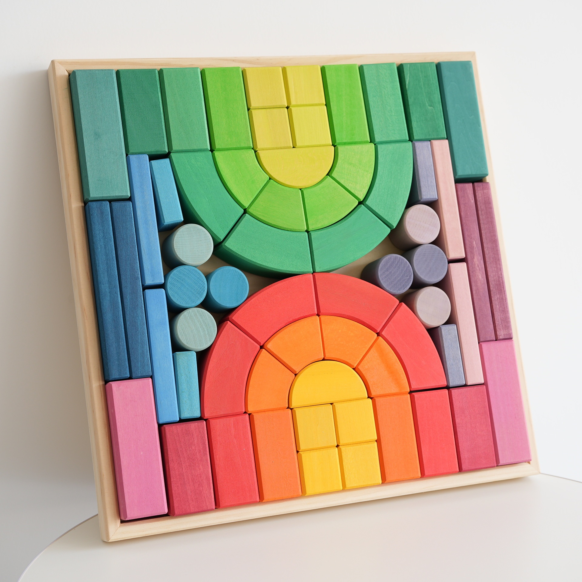 1001 Nights Solid Wood Neutral Wooden Block Set Large Stacking Castle DIY Toy For Rainbow Building Dyeing &amp; Coloring Optimal Fun