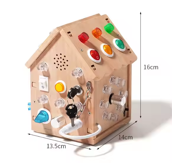 Montessori Sound and Light Busy House Wooden Busy Board Light Switch Games Toddler Montessori Sensory Toys