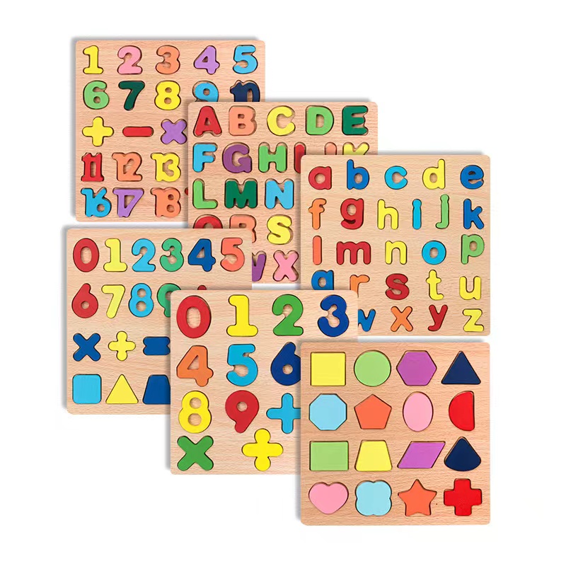 Montessori 3D Wooden Board Alphabet Number Kids Learning Cognitive Board Toys For Unisex