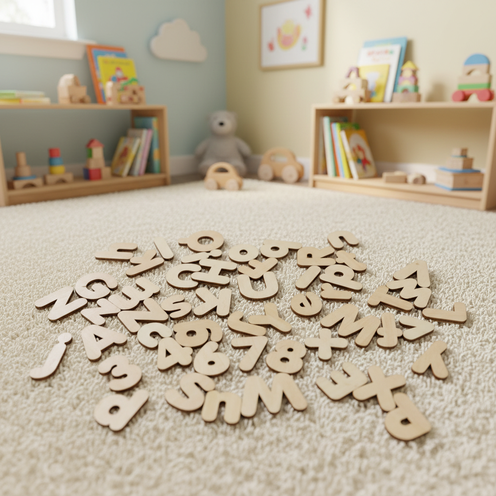 Montessori Style Wooden Alphabet Magnets Safe Eco-Friendly ABC Toy for Kids Early Childhood Learning