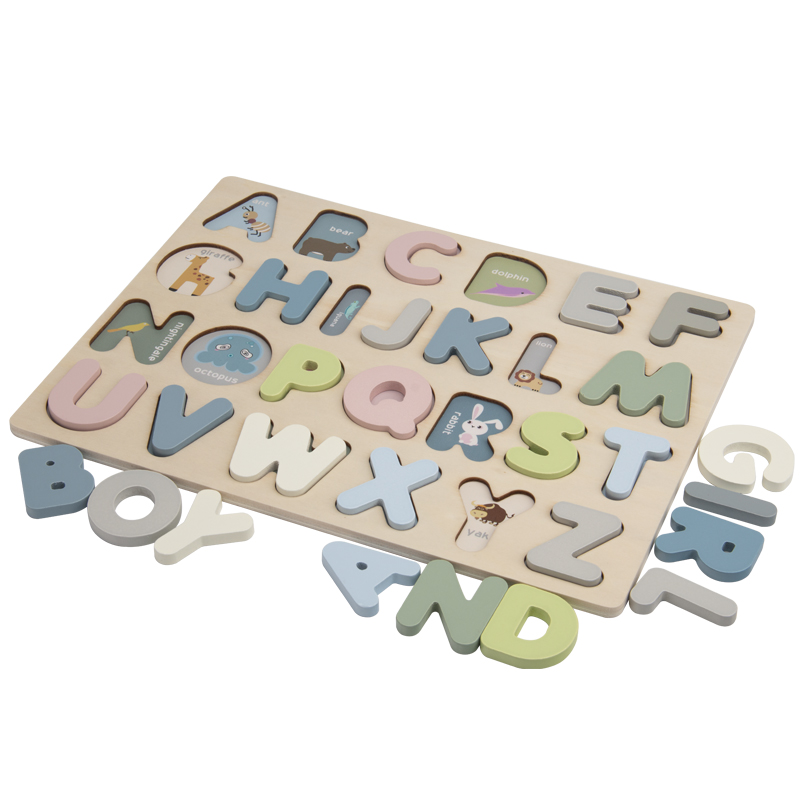 New Capital Letter Kids Educational Toy Baby Alphabet Number Wooden Chunky Puzzle