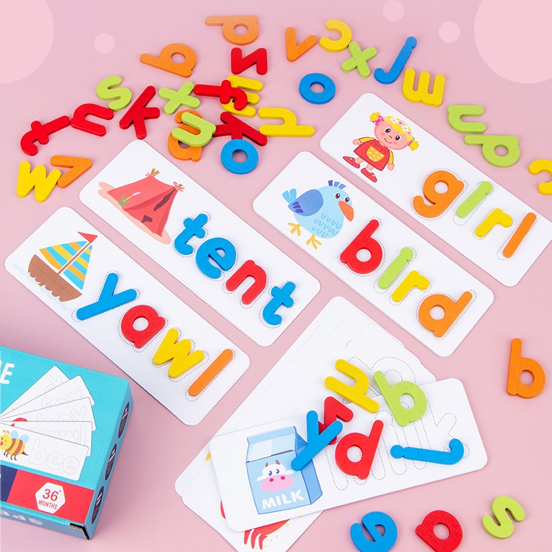 26 English Letters Spelling Practice Kids Wooden Word Game Early Education Cognitive Educational Toys Made