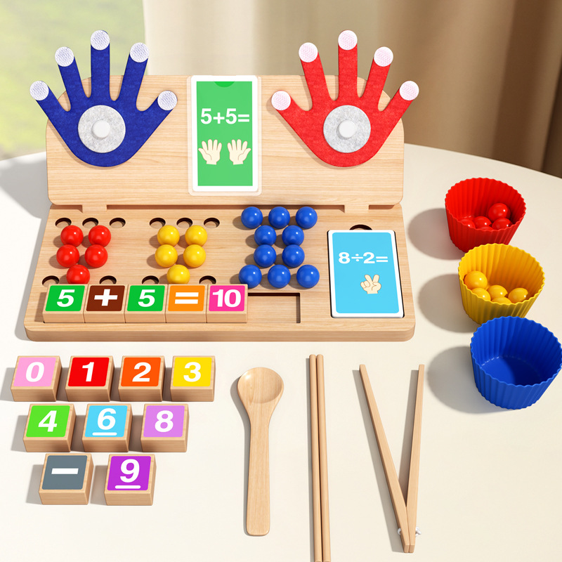 Arrival Montessori Baby Wooden Finger Math Learning Game Educational Abacus Teaching Aids Gift Toys for Boys Girls