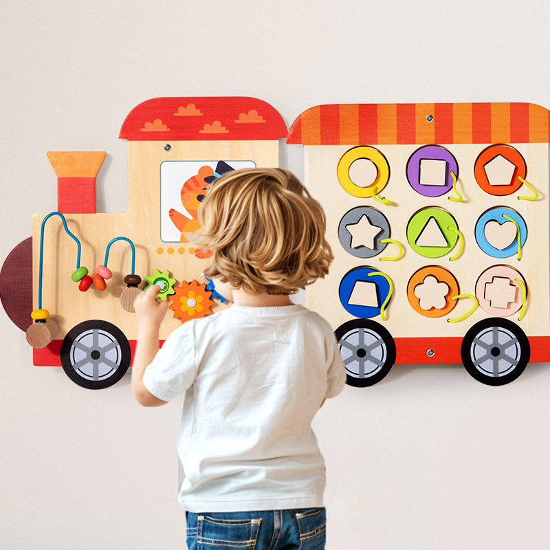 Montessori Sensorial Wooden Wall Game Interesting Educational Busy Board Toy Kids Wall Mount Learning Panels