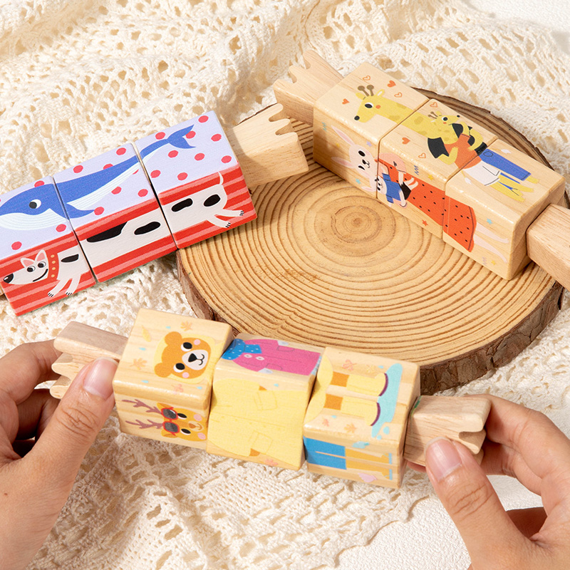 Montessori Animal Rotating Twist Blocks Puzzle Games Creative Shape Matching Cognition Educational Toys For Kids Boys Girls