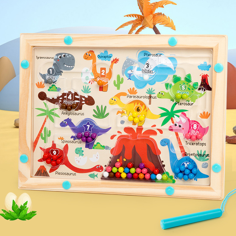 CPC CE EN71 Wooden Colors and Counting Wand Maze Board Bead Sorting Logic Game Preschool Math Educational Toys for Kids