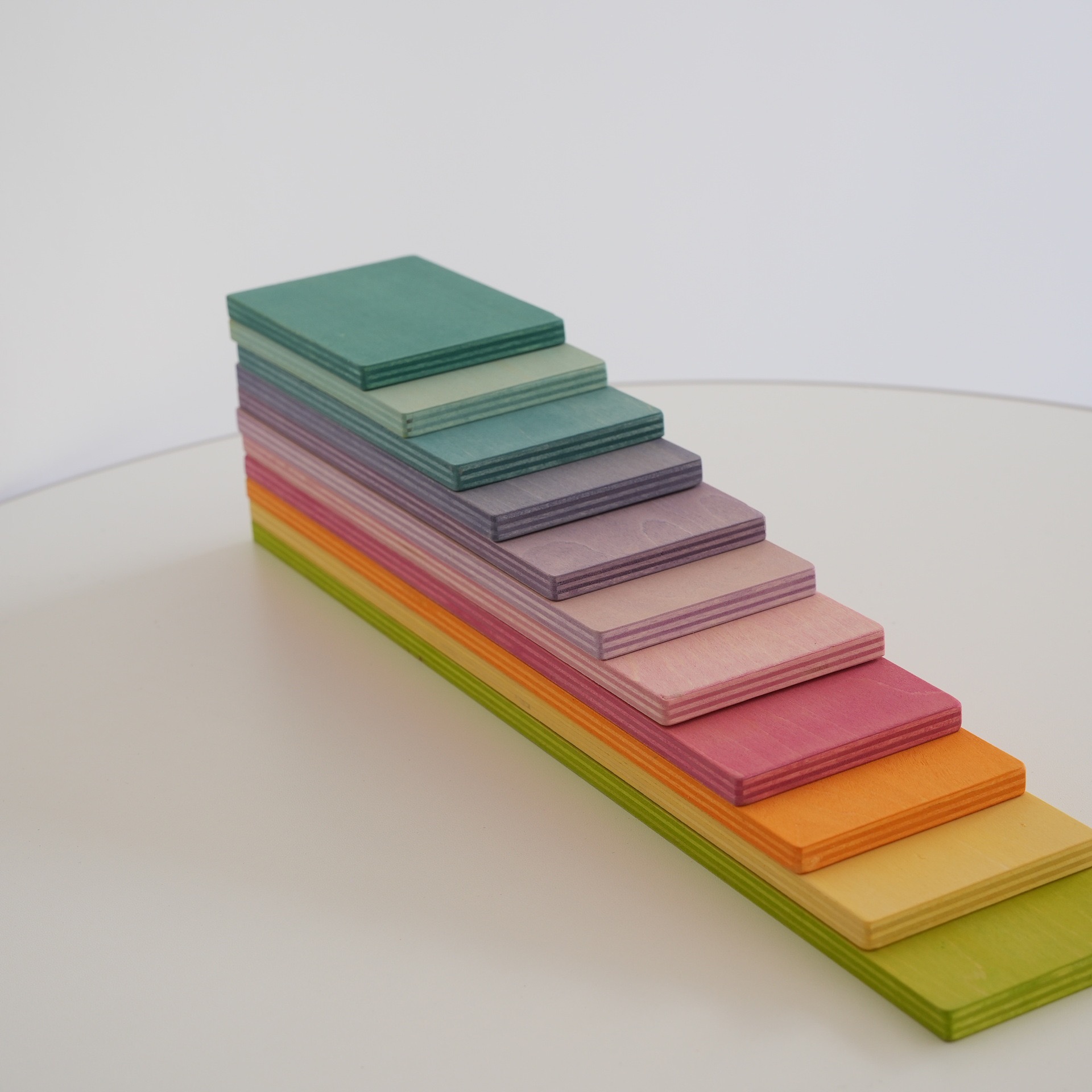 BWELT Montessori 11pcs Kids Wooden Rainbow Board 3-Tier Double Tier Stacking Block for Baby Play
