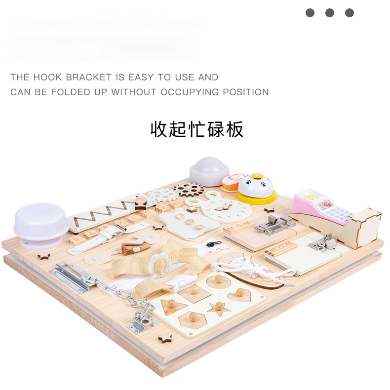 Wooden Toys Busy Board Children Sensory Montessori Early Education Learning Toys Busy Board for Kids Baby Toddler