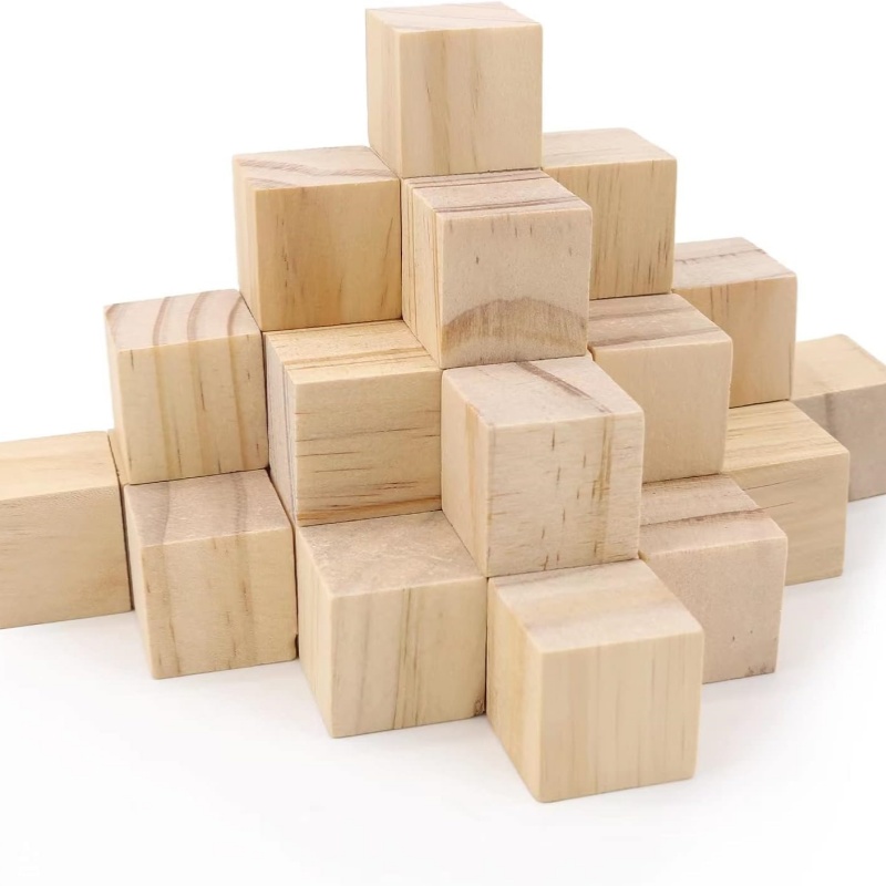Unfinished Large DIY Wooden Cubes For Home Decor Blocks For Toy Whittling Natural Wood Blank With Engraving Pattern Model
