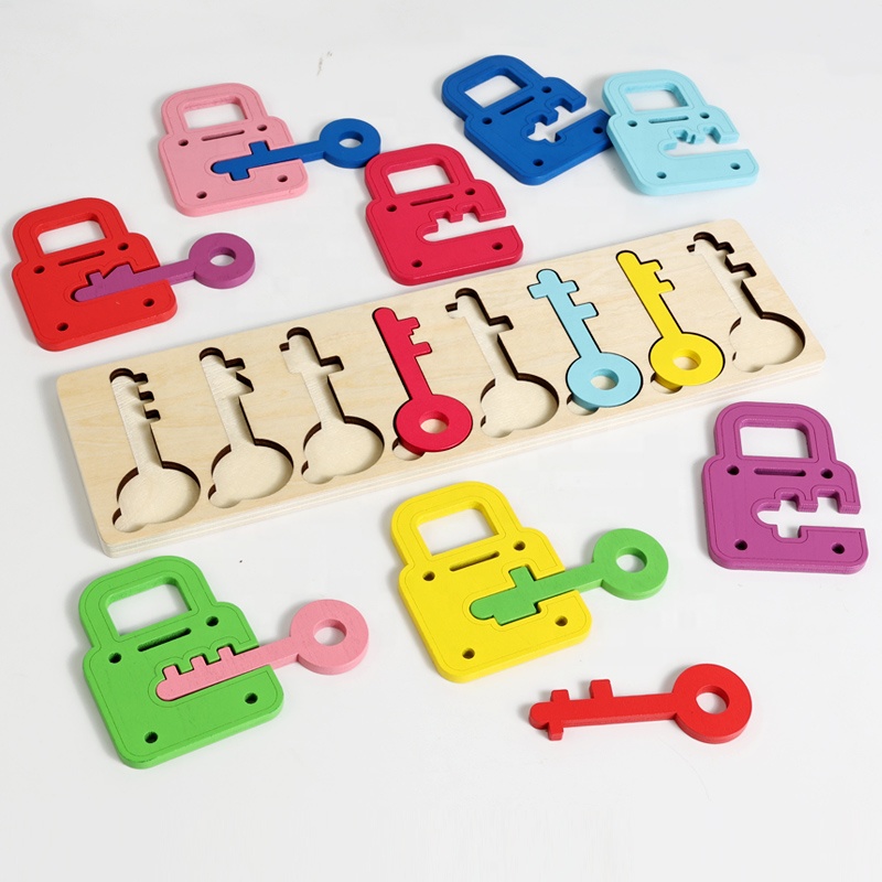 Montessori Wooden Locks and Keys Puzzle, Matching &amp; Learning Toy for Toddlers, Shape &amp; Color Recognition Fine Motor Skills Game