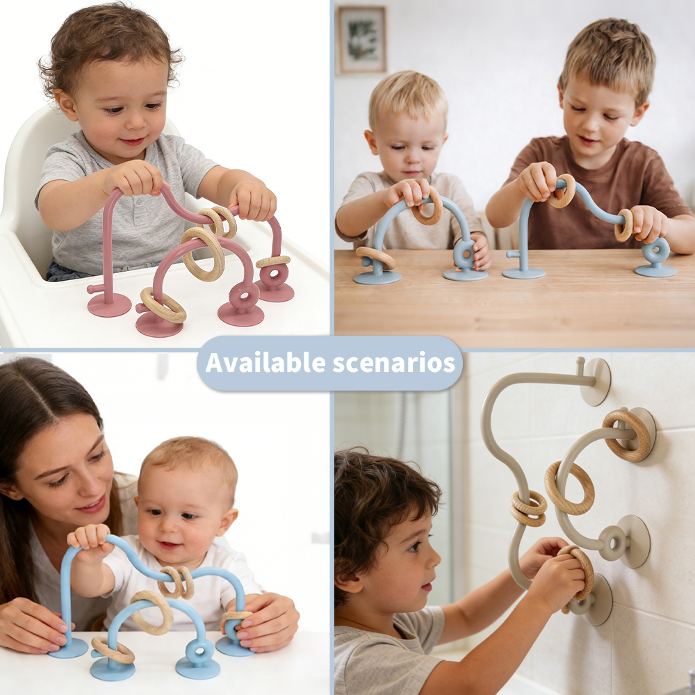Manufacturer OEM/ODM Wooden Rings Silicone Kids Learning Montessori Educational Sensory Baby Toys