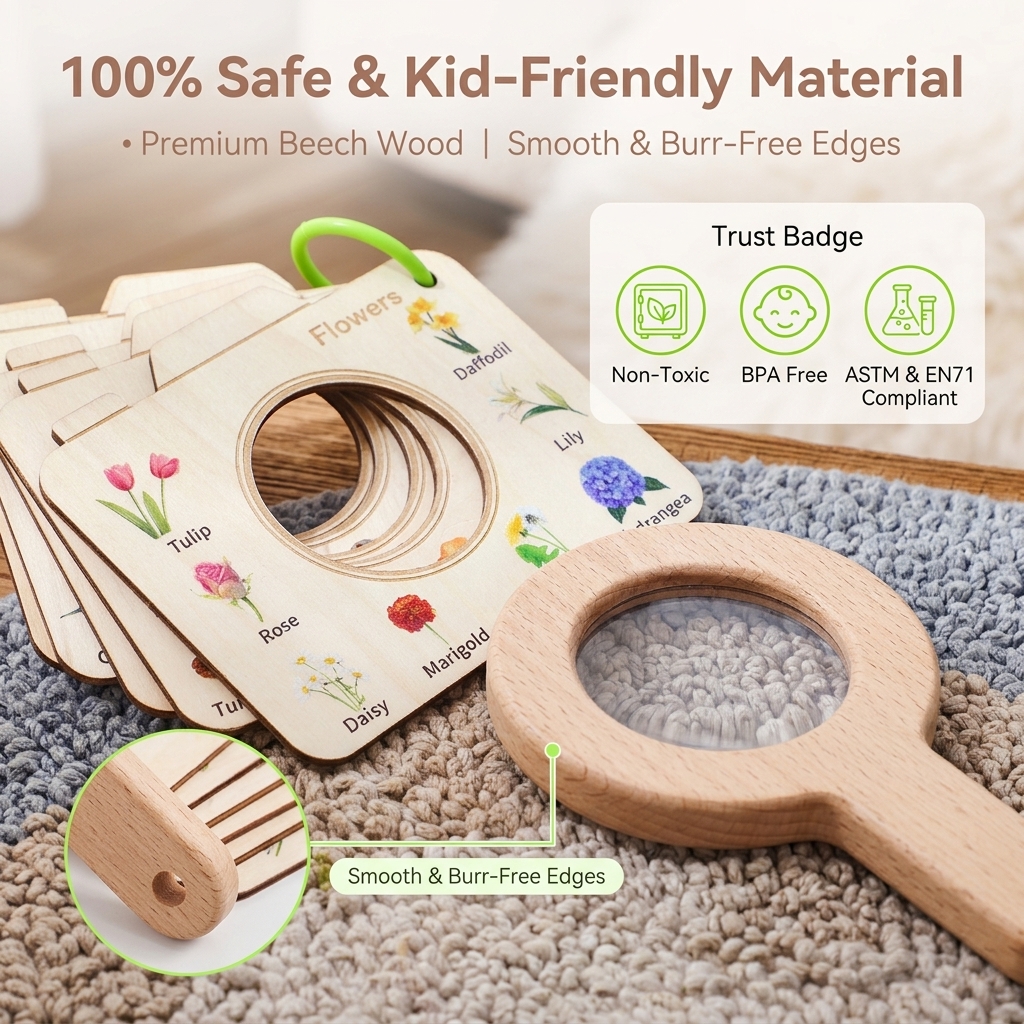 Wholesale Montessori Wooden Magnifying Glass Nature Exploration Toy Set Outdoor Learning Preschool Educational Wooden Book Toys