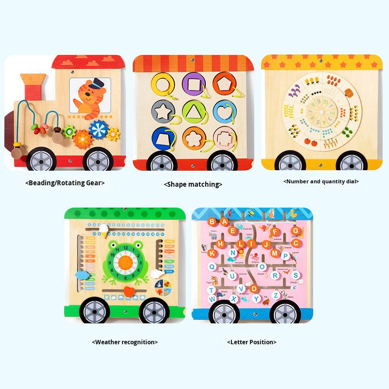 Montessori Sensorial Wooden Wall Game Interesting Educational Busy Board Toy Kids Wall Mount Learning Panels