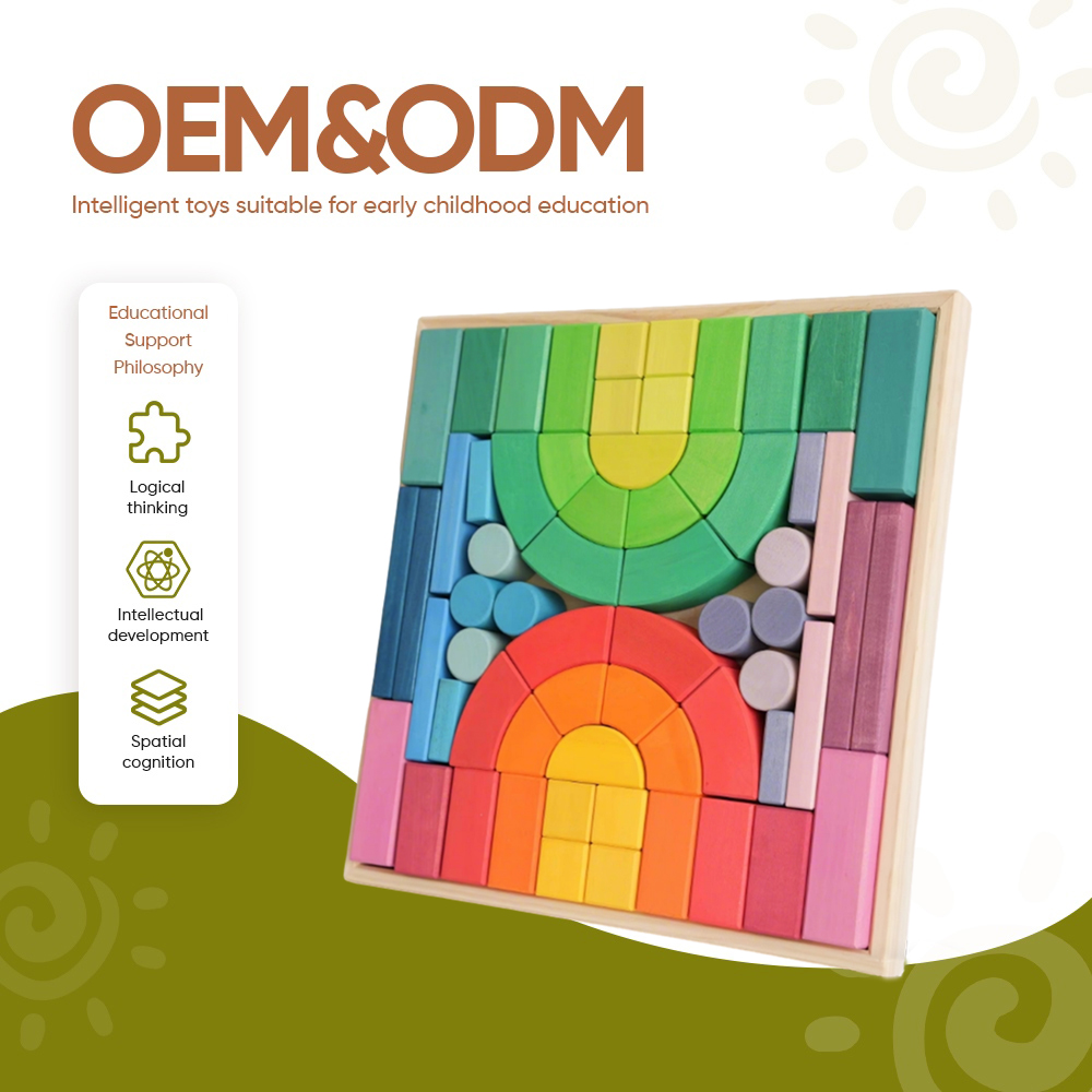 1001 Nights Solid Wood Neutral Wooden Block Set Large Stacking Castle DIY Toy For Rainbow Building Dyeing &amp; Coloring Optimal Fun