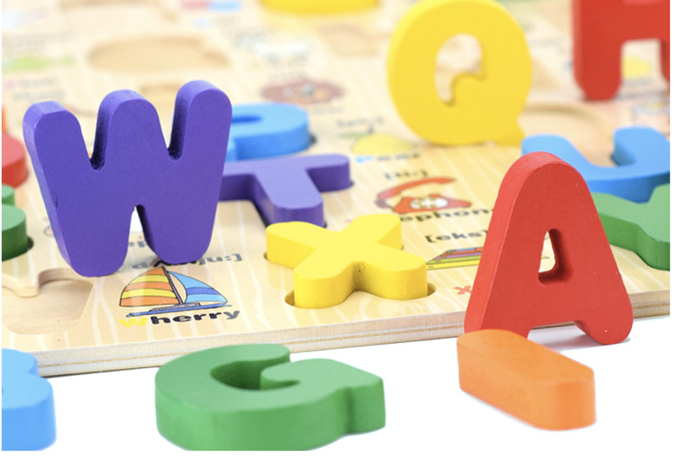 EDULAND Custom CE CPC Wood Children Education Montessori Educational Wooden ABC 3D Matching Puzzle Board Alphabet Toys for Kids