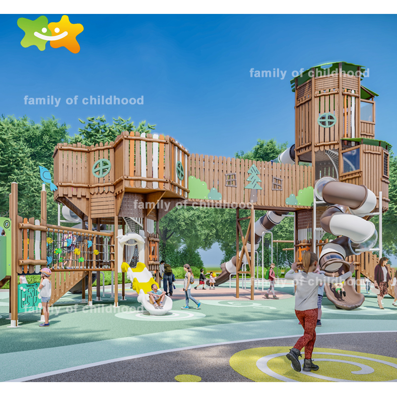 Tree House Outdoor Kids Playground Climbing Structures Outdoor Playground Equipment